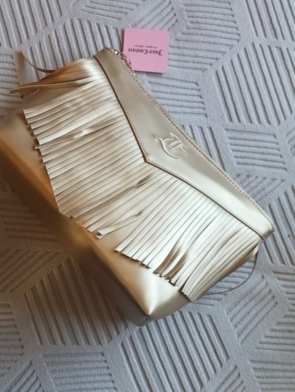 Juicy Couture Metallic Gold Fringe Travel Cosmetic Bag New With Tags